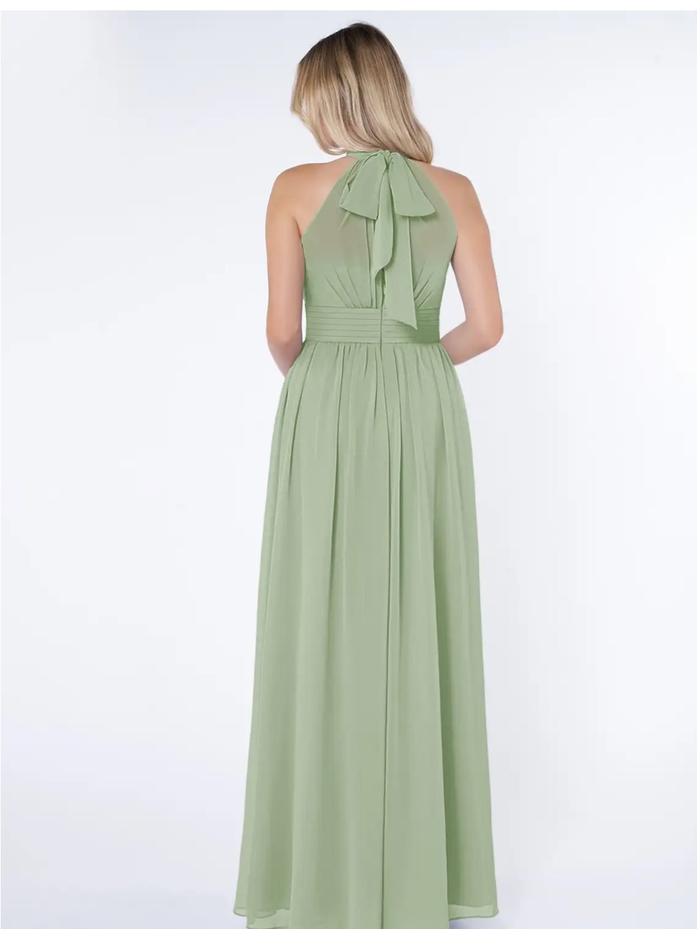 Azazie Sage Green High-Neck Halter Maxi Dress - Picture 2 of 16